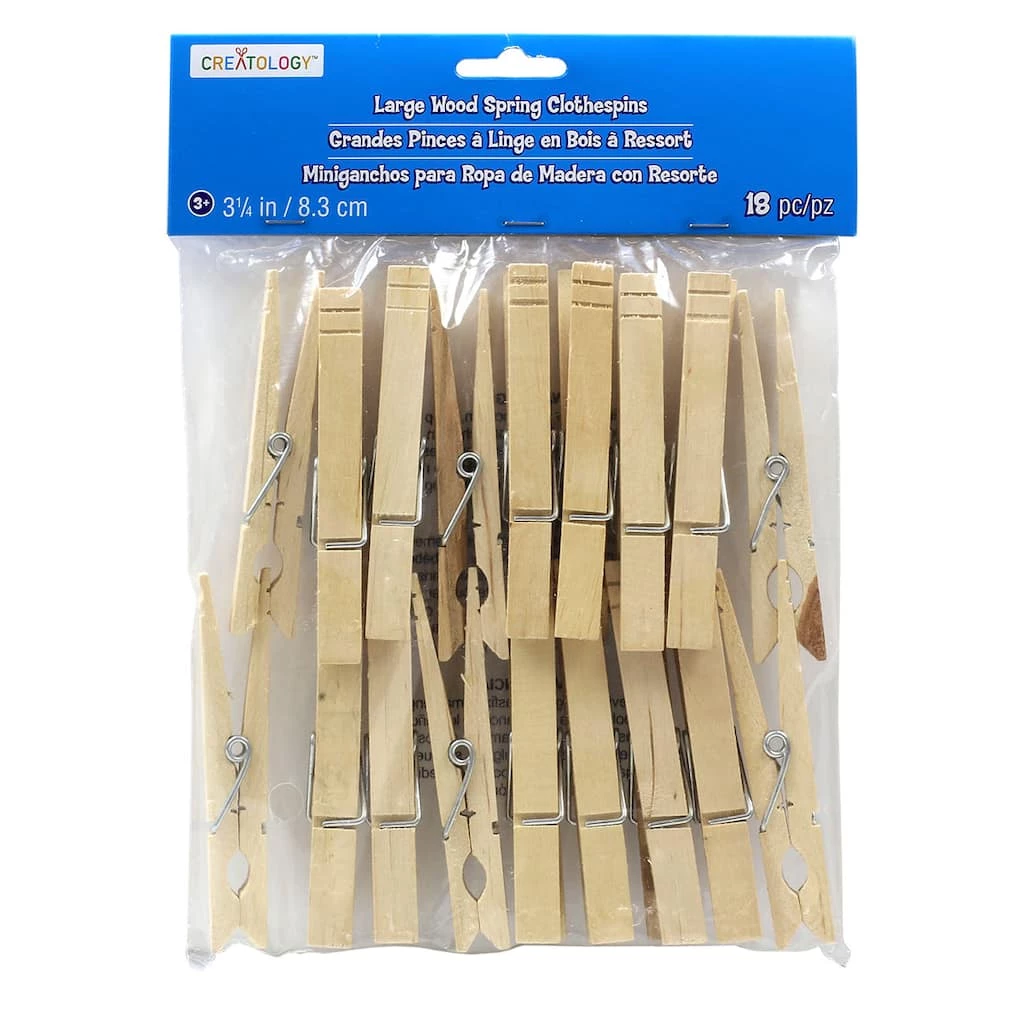 Hot Sale ✨ 12 Packs: 18 ct. (216 total) 3.5" Wood Clothespins by Creatology™ 😉 3 Hot Sale ✨ 12 Packs: 18 ct. (216 total) 3.5" Wood Clothespins by Creatology™ 😉