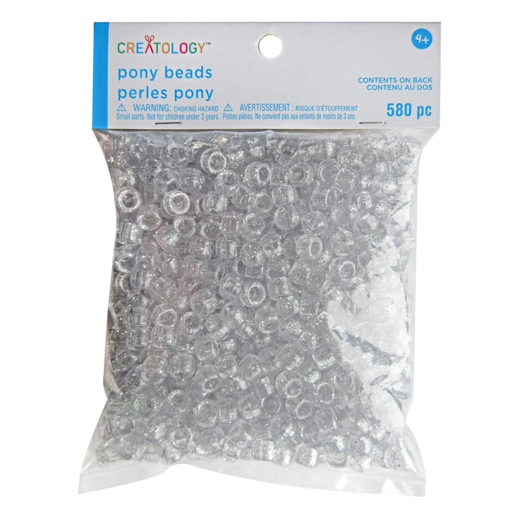Promo ✨ 12 Packs: 580 ct. (6,960 total) Silver Glitter Pony Beads by Creatology™, 6mm x 9mm ✔️ 3 Promo ✨ 12 Packs: 580 ct. (6,960 total) Silver Glitter Pony Beads by Creatology™, 6mm x 9mm ✔️
