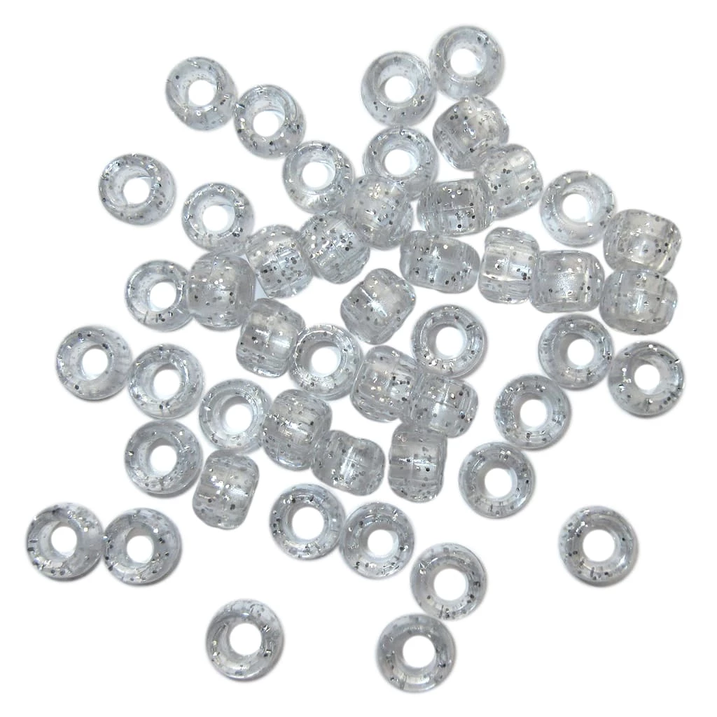 Promo ✨ 12 Packs: 580 ct. (6,960 total) Silver Glitter Pony Beads by Creatology™, 6mm x 9mm ✔️ 4 Promo ✨ 12 Packs: 580 ct. (6,960 total) Silver Glitter Pony Beads by Creatology™, 6mm x 9mm ✔️ - Image 2