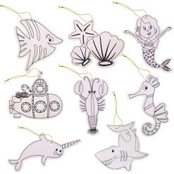 Budget 🧨 12 Packs: 8 ct. (96 total) Sealife Color-In Wood Ornaments by Creatology™ 👏