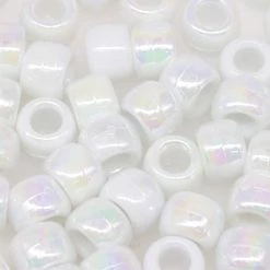 Wholesale 🤩 12 Packs: 280 ct. (3,360 total) Opaque White AB Pony Beads by Creatology™, 6mm x 9mm 👍