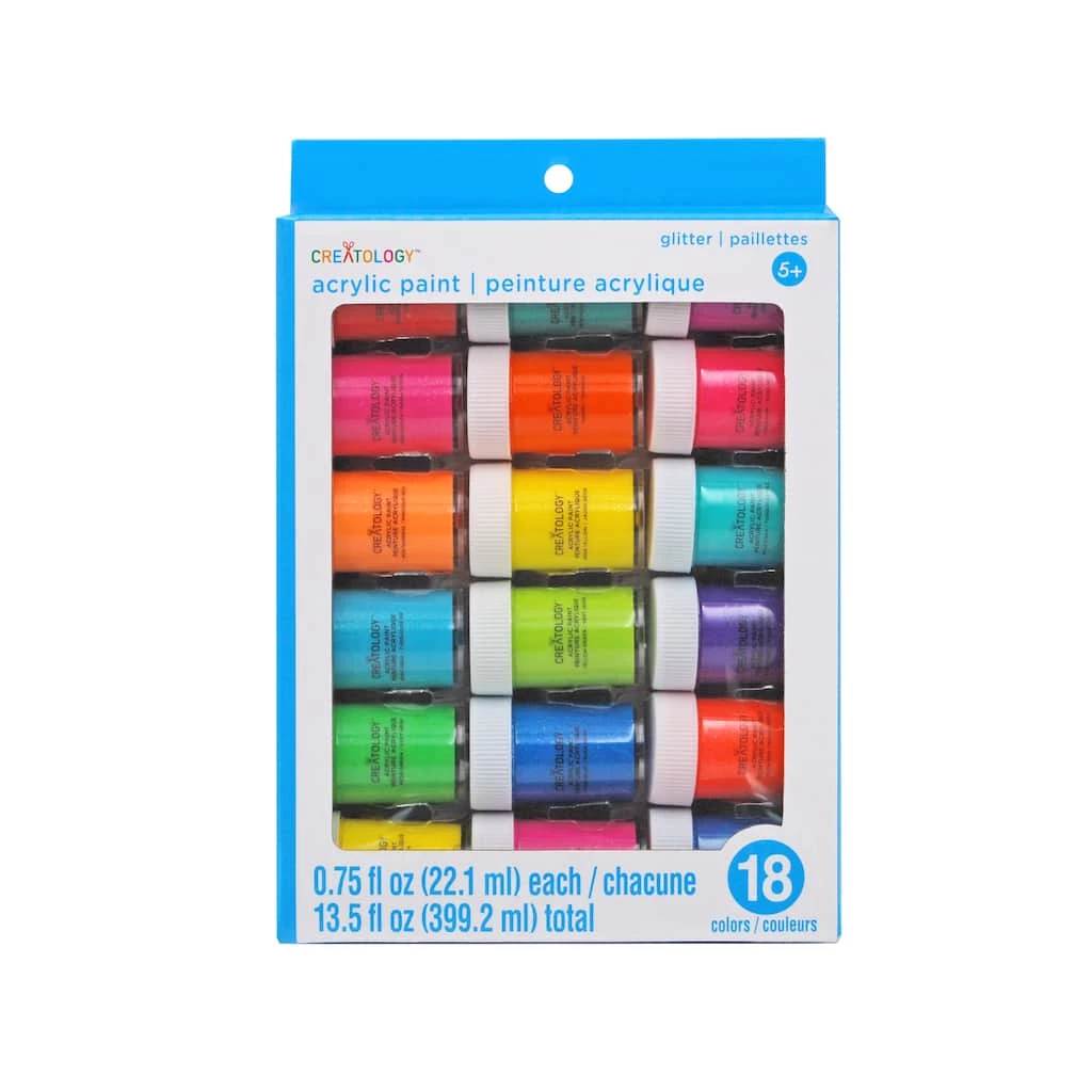 Discount ⌛ Bright Glitter 18 Color Acrylic Paint Set by Creatology™ 🎁 6 Discount ⌛ Bright Glitter 18 Color Acrylic Paint Set by Creatology™ 🎁 - Image 4