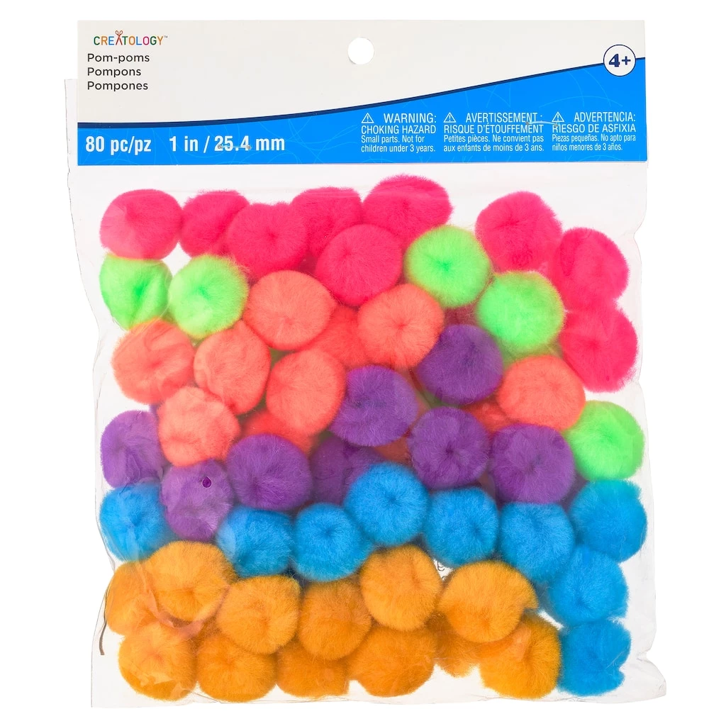 Hot Sale ๐ 12 Packs: 80 ct. (960 total) 1" Bright Mix Pom Poms by Creatology™ ๐งจ 3 Hot Sale ๐ 12 Packs: 80 ct. (960 total) 1" Bright Mix Pom Poms by Creatology™ ๐งจ