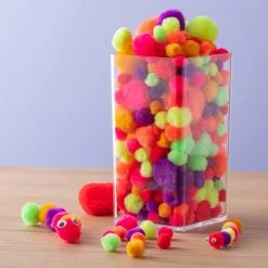 Deals 🔔 12 Packs: 300 ct. (3,600 total) Hot Colors Mix Pom Poms by Creatology™ 👏 -Cheap Creatology Store MP413550 25