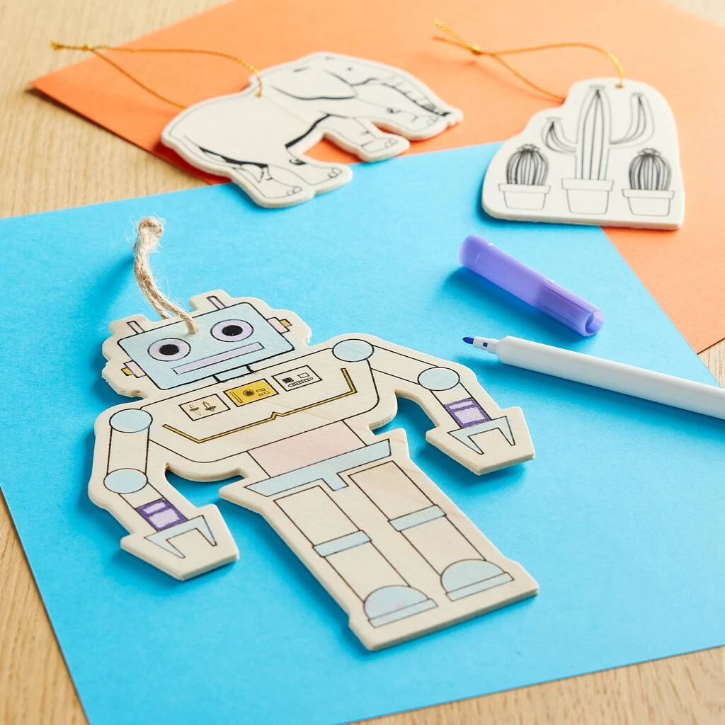 Best Sale ✨ 24 Pack: Robot Color-In Wood Ornament by Creatology™ 😍 4 Best Sale ✨ 24 Pack: Robot Color-In Wood Ornament by Creatology™ 😍 - Image 2
